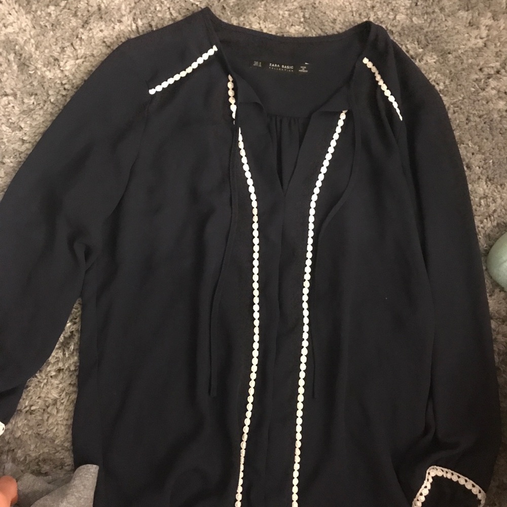 Sheer Zara shirt with lace detail.
